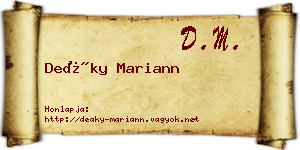 Deáky Mariann névjegykártya